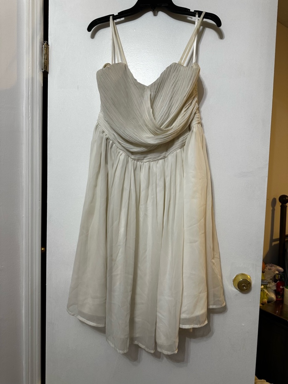 Tevolio Ivory Pleated Chiffon Mini Dress